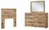 Hyanna Twin Panel Headboard with Mirrored Dresser in Tan Brown - PKG015271