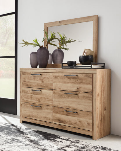 Hyanna Twin Panel Headboard with Mirrored Dresser in Tan Brown - PKG015271