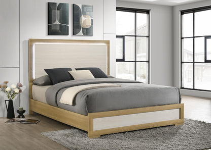 Hyland Eastern King Panel Bed LED Headboard Natural - 215651KE