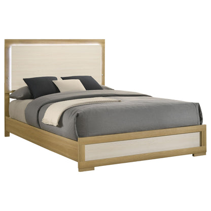 Hyland Eastern King Panel Bed LED Headboard Natural - 215651KE