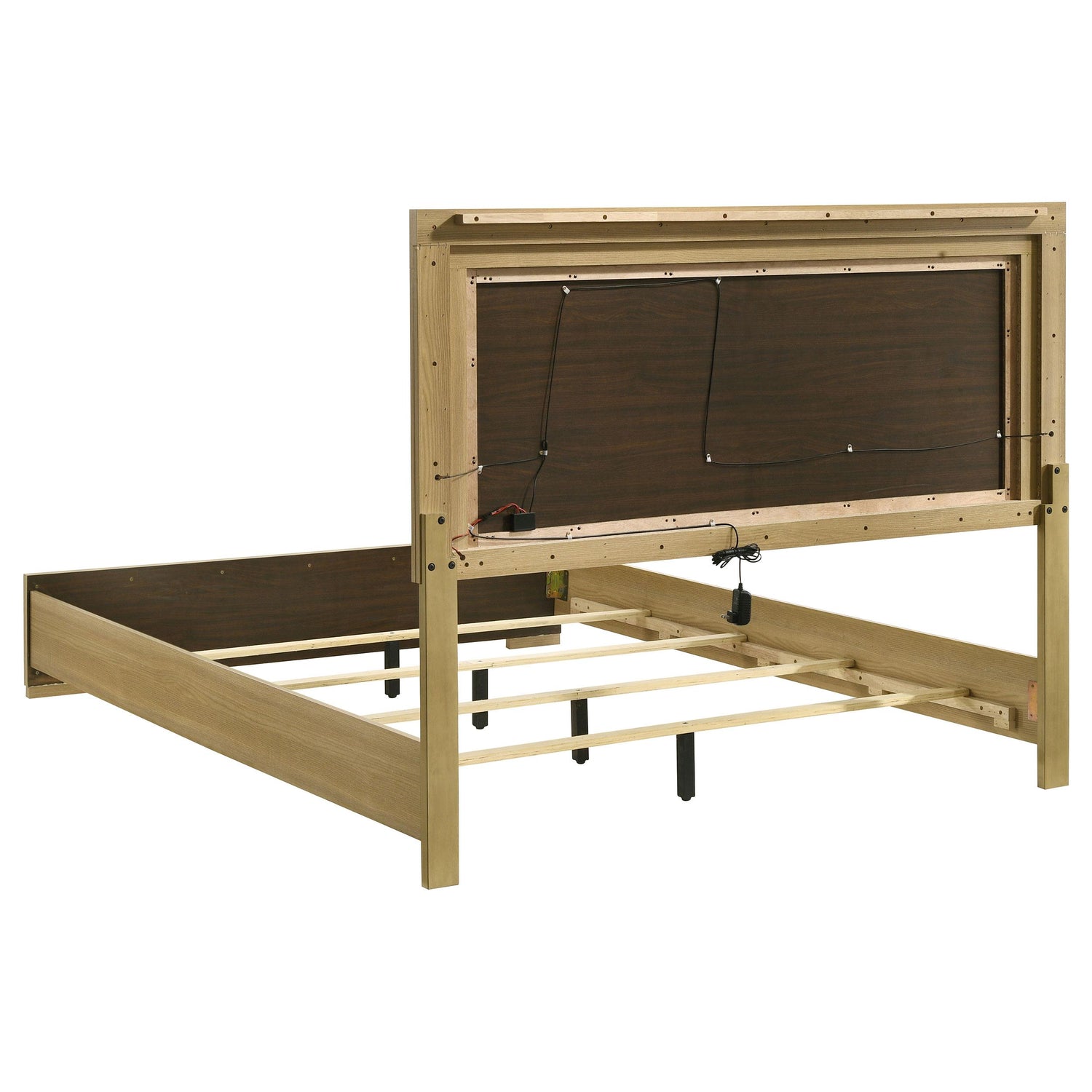 Hyland Wood Queen LED Panel Bed Natural and White - 215651Q