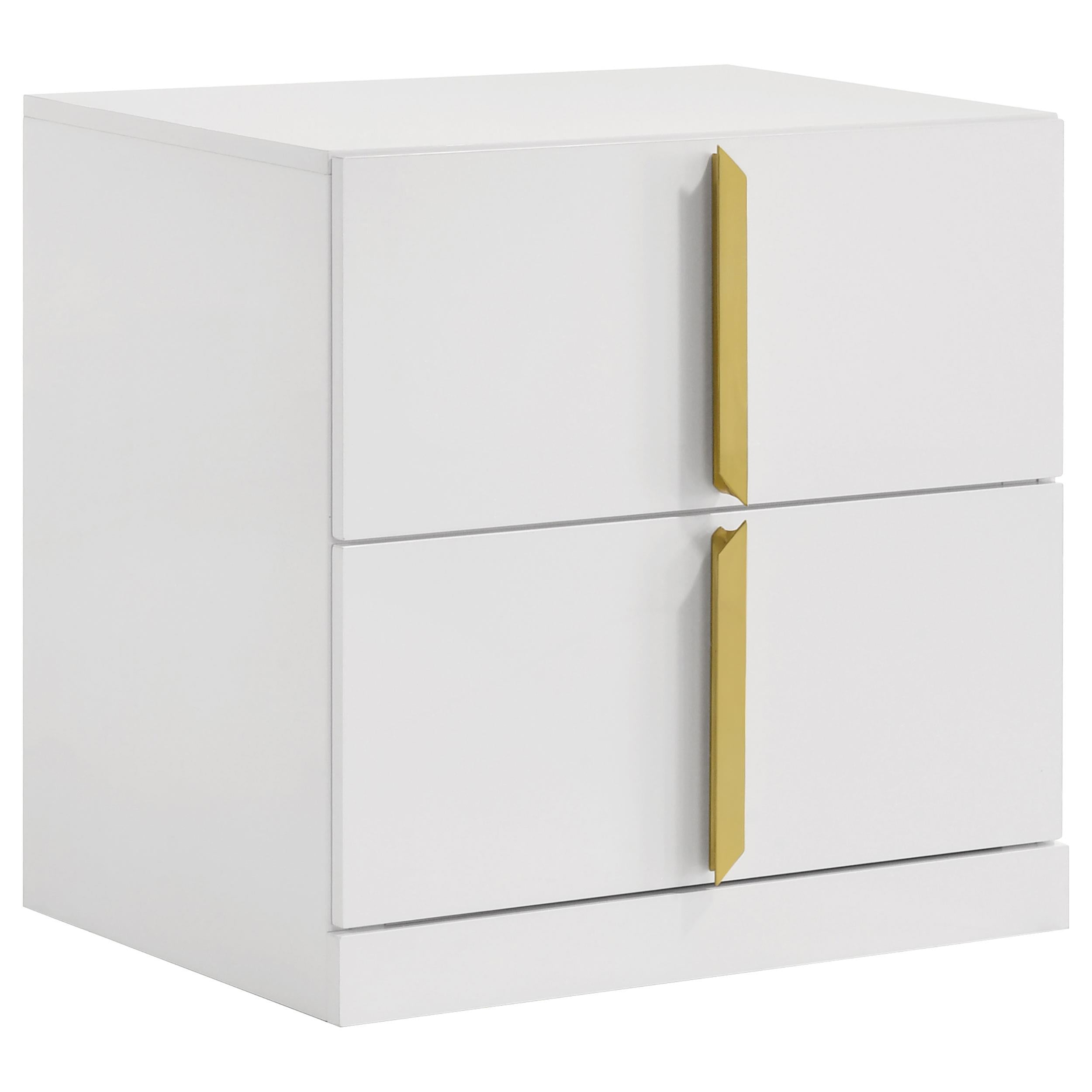 Ines 2-drawer Nightstand Bedside Table White High Gloss - 223092