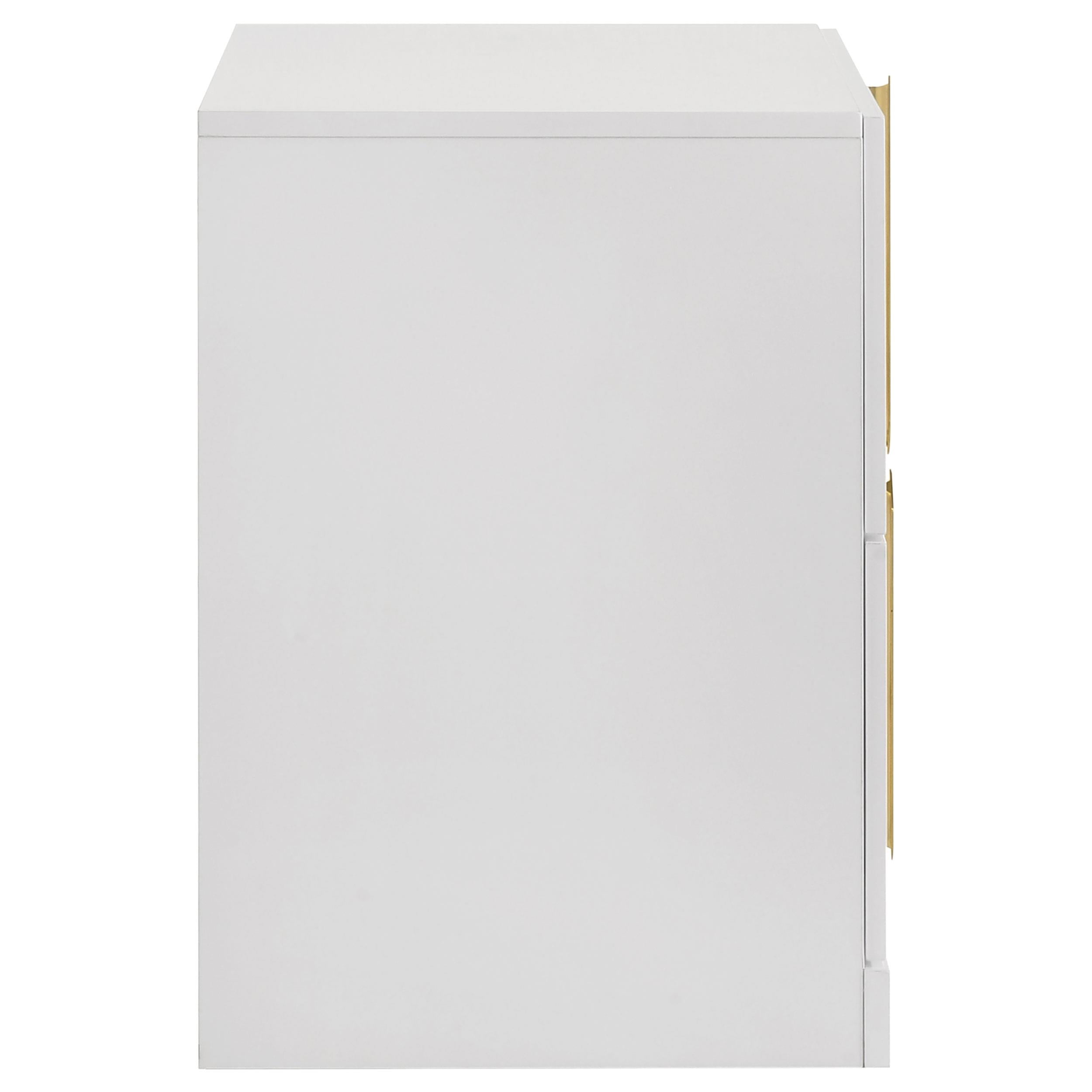 Ines 2-drawer Nightstand Bedside Table White High Gloss - 223092