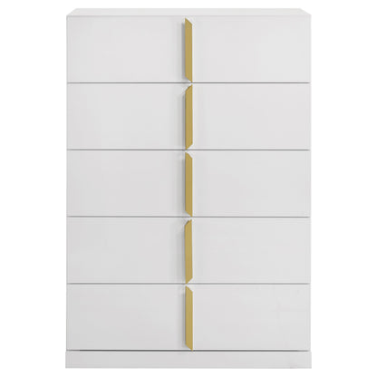 Ines 5-drawer Bedroom Chest of Drawers White High Gloss - 223095