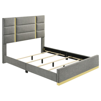 Ines 52-inch Fabric Upholstered Queen Panel Bed Grey - 223091GRYQ