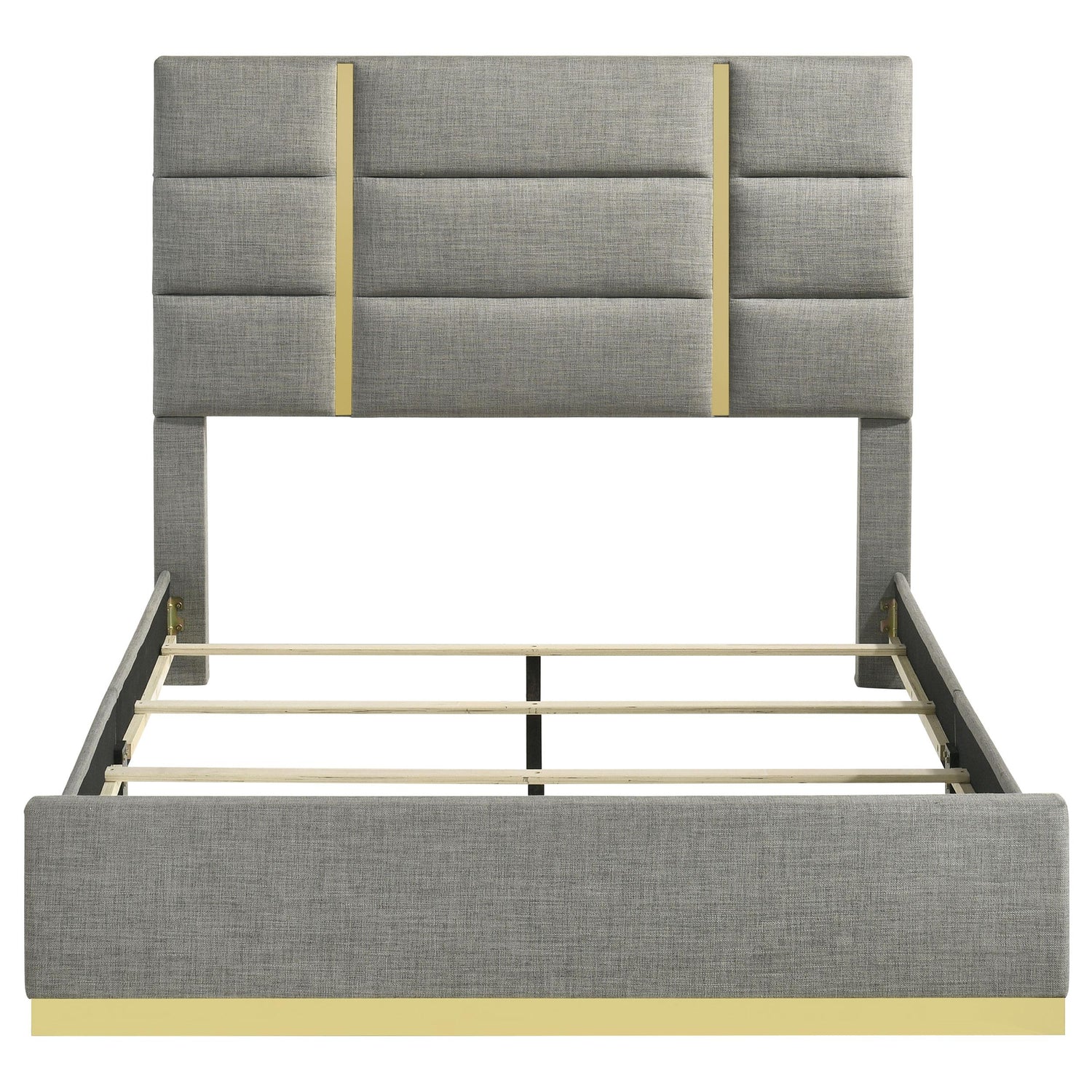 Ines 52-inch Fabric Upholstered Queen Panel Bed Grey - 223091GRYQ