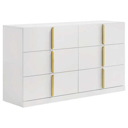 Ines 6-drawer Bedroom Dresser Cabinet White High Gloss - 223093