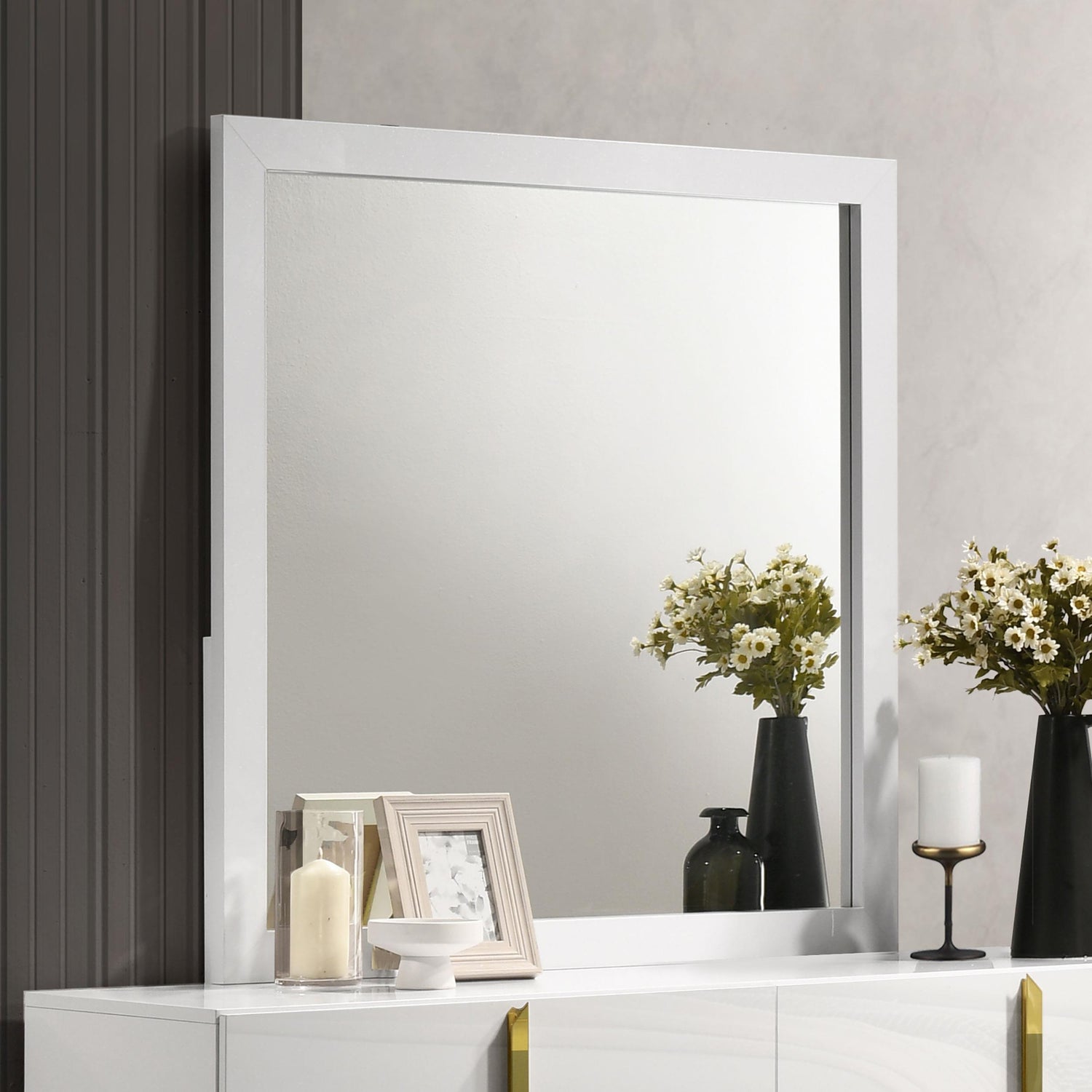 Ines Dresser Mirror Holographic White High Gloss - 223094