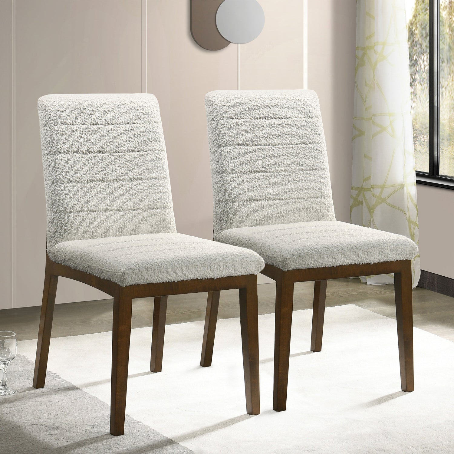 Ines White Boucle Dining Chair (Set Of 2) - DCH00401202