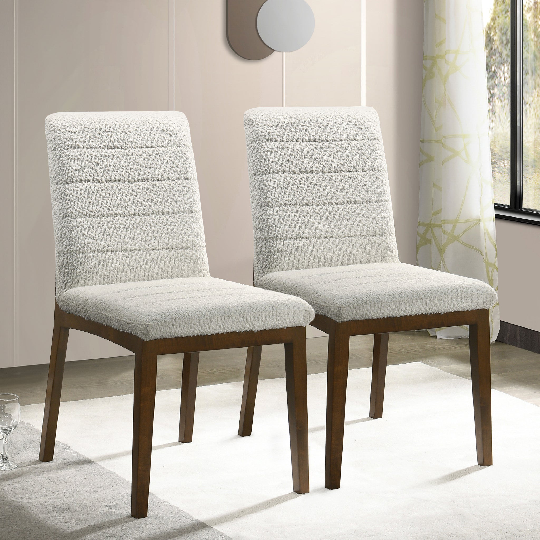 Ines White Boucle Dining Chair (Set Of 2) - DCH00401202