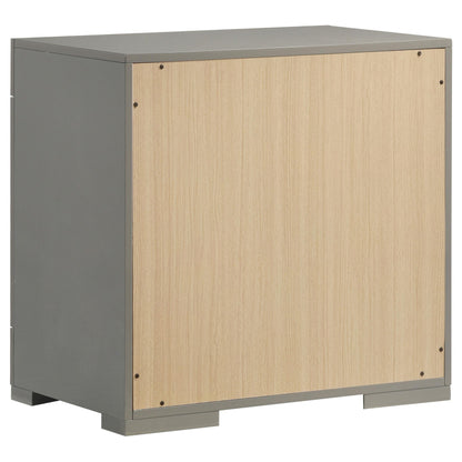 Ives 2-drawer Nightstand Bedside Table Grey High Gloss - 224972