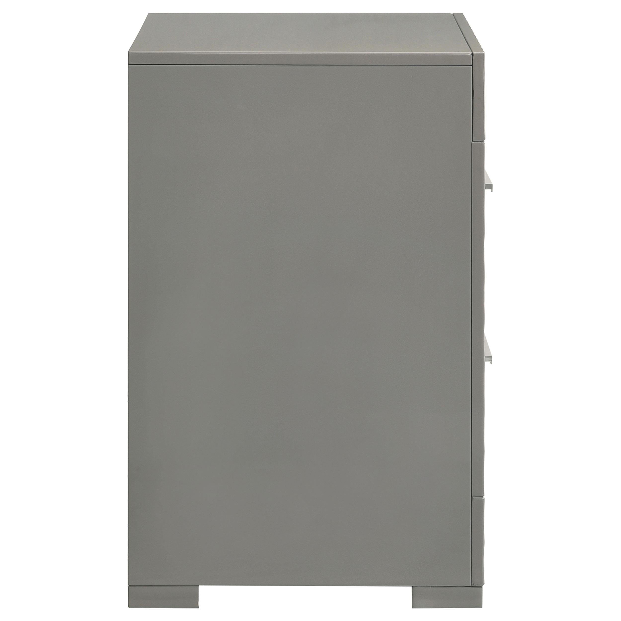 Ives 2-drawer Nightstand Bedside Table Grey High Gloss - 224972