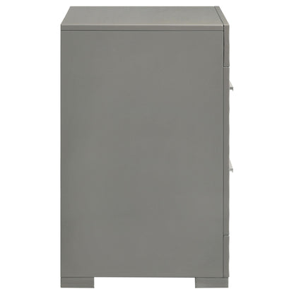 Ives 2-drawer Nightstand Bedside Table Grey High Gloss - 224972