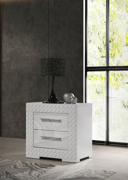 Ives 2-drawer Nightstand Bedside Table White High Gloss - 224942