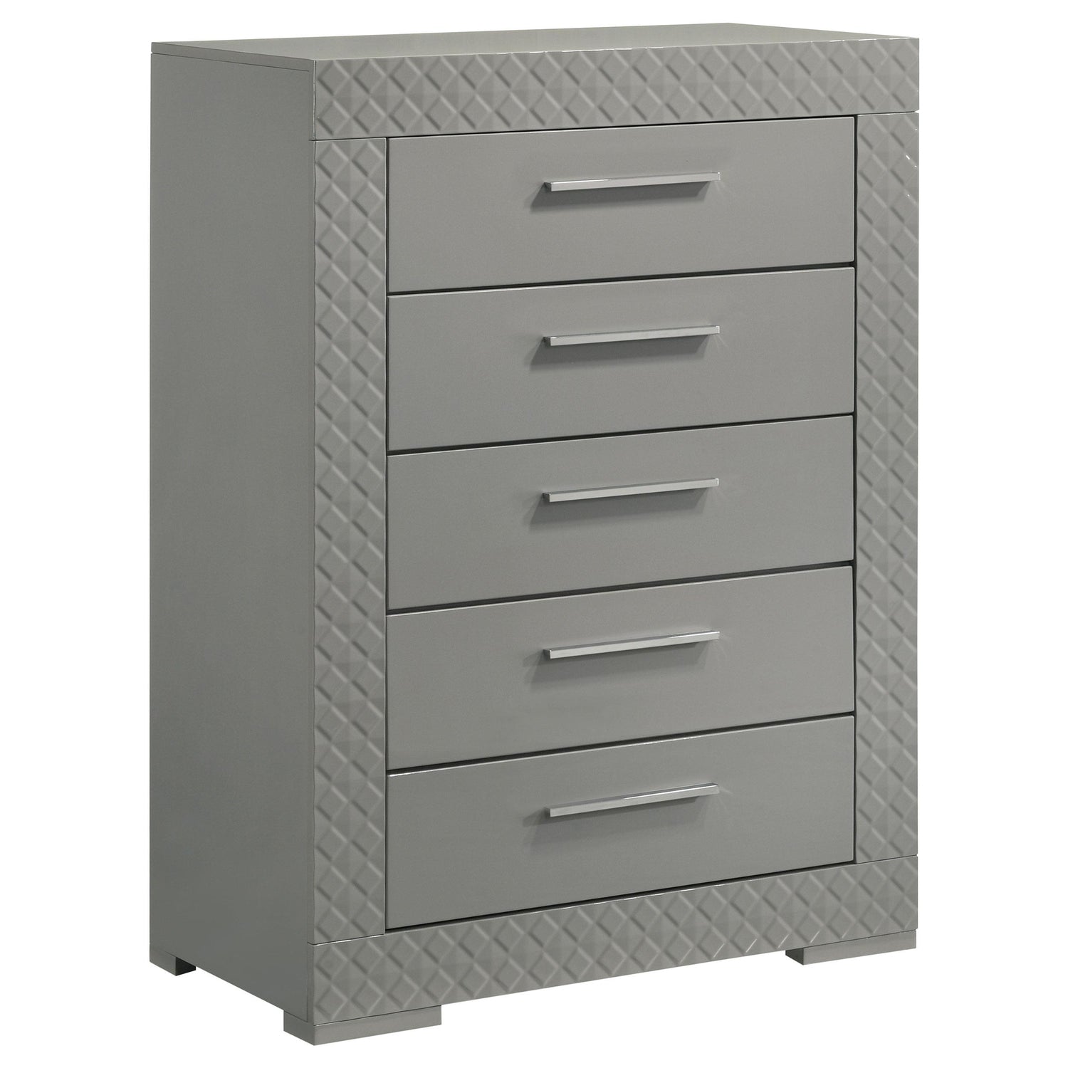 Ives 5-drawer Bedroom Chest of Drawers Grey High Gloss - 224975