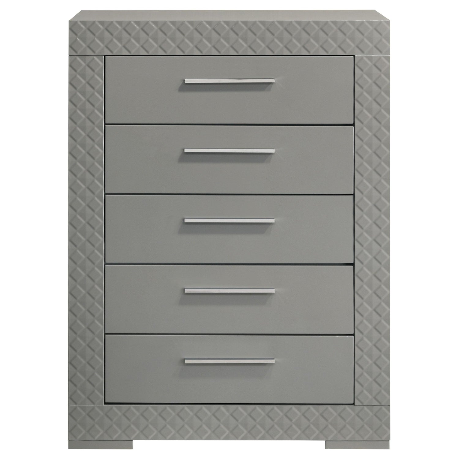 Ives 5-drawer Bedroom Chest of Drawers Grey High Gloss - 224975