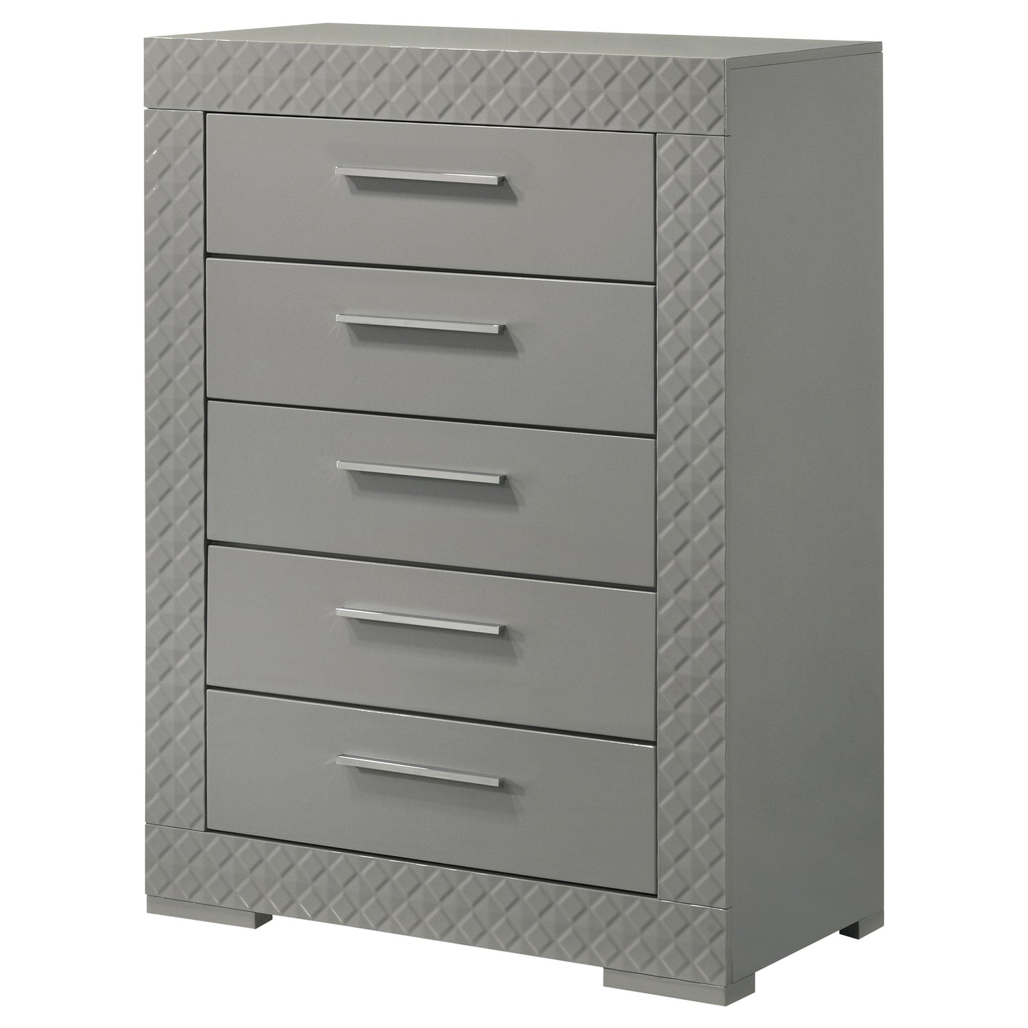 Ives 5-drawer Bedroom Chest of Drawers Grey High Gloss - 224975