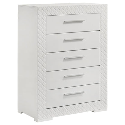 Ives 5-drawer Bedroom Chest of Drawers White High Gloss - 224945