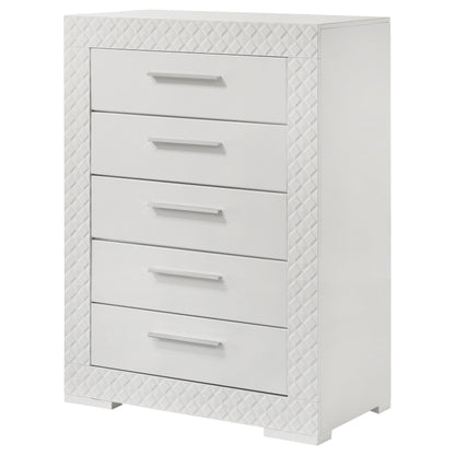 Ives 5-drawer Bedroom Chest of Drawers White High Gloss - 224945