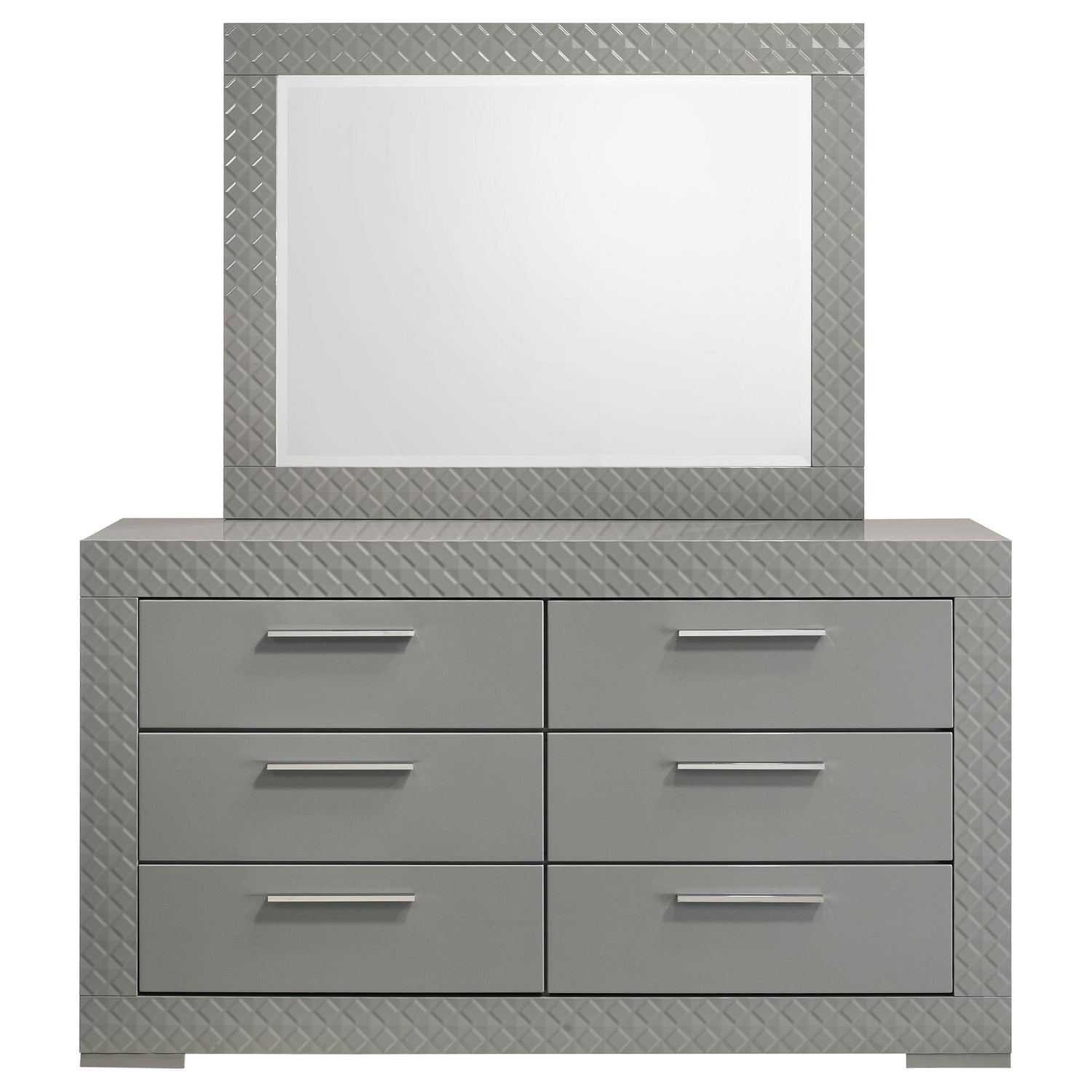 Ives 6-drawer Dresser and Mirror Grey High Gloss - 224973M