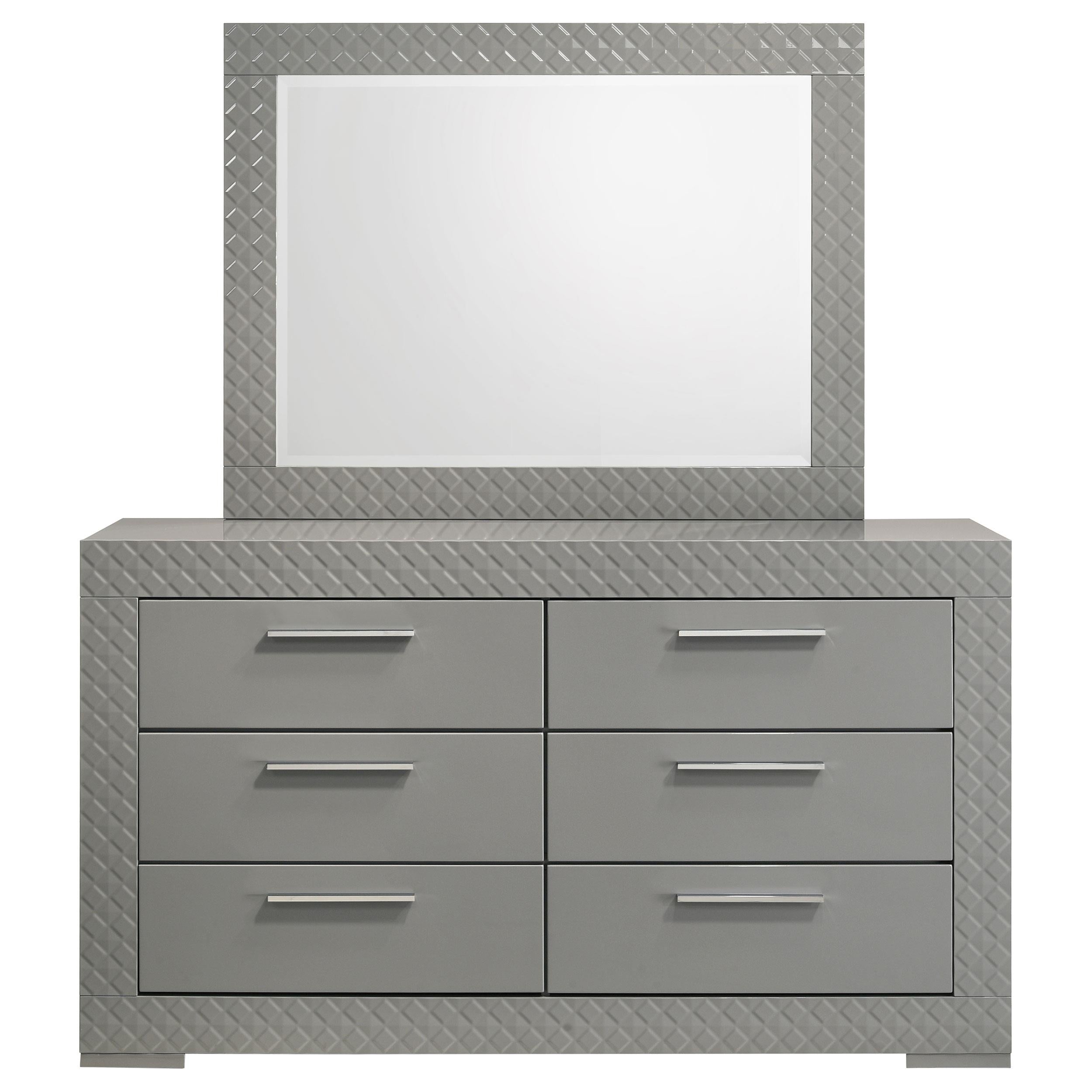 Ives 6-drawer Dresser and Mirror Grey High Gloss - 224973M