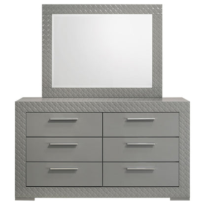 Ives 6-drawer Dresser and Mirror Grey High Gloss - 224973M