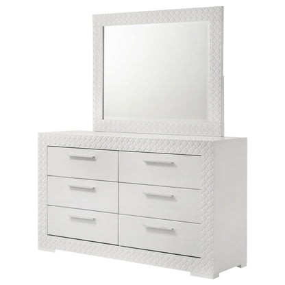 Ives 6-drawer Dresser and Mirror White High Gloss - 224943M