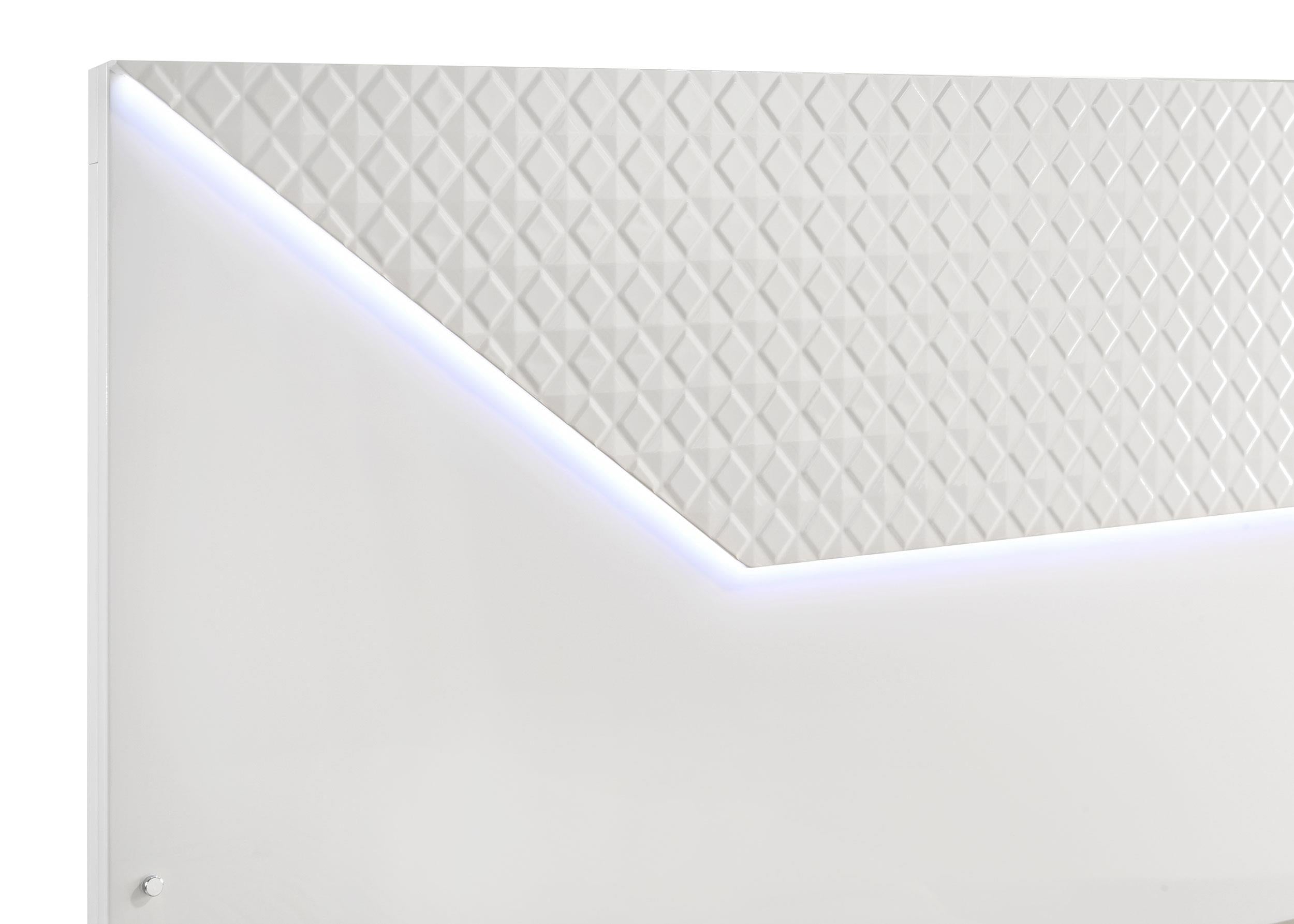 Ives Eastern King Panel Bed LED Headboard White High Gloss - 224941KE