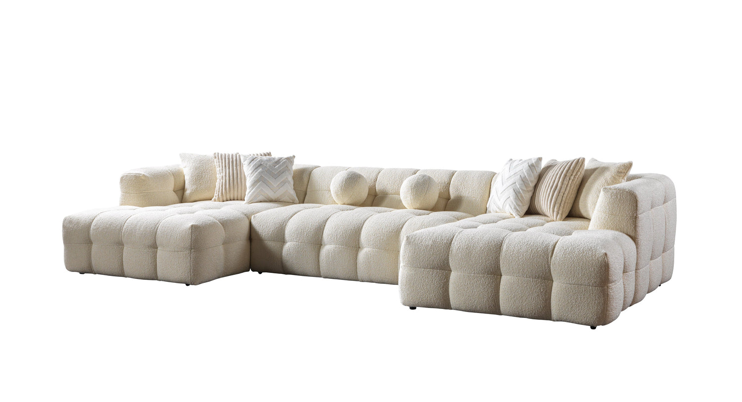 Ivy Ivory Boucle Double Chaise 146" Sectional - IVYIVR-USEC
