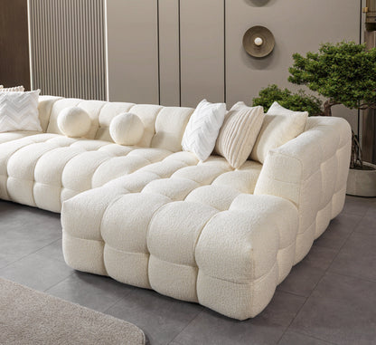 Ivy Ivory Boucle Double Chaise 146" Sectional - IVYIVR-USEC