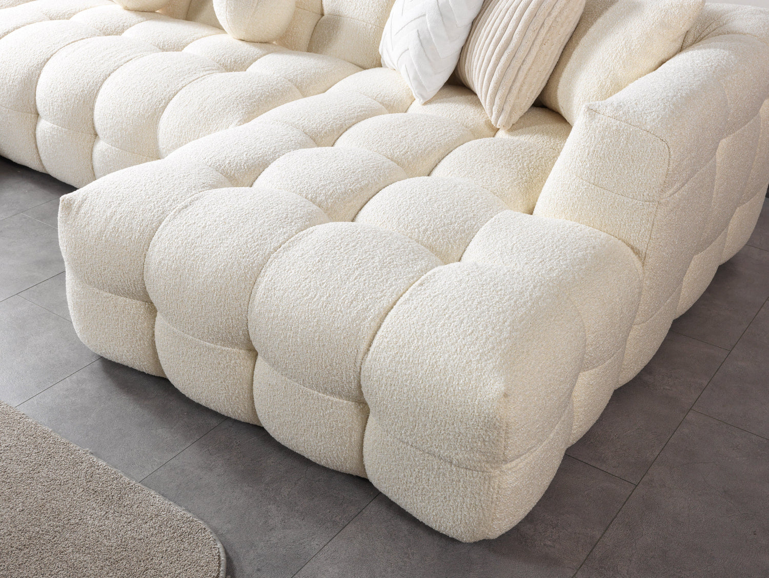 Ivy Ivory Boucle Double Chaise 146" Sectional - IVYIVR-USEC