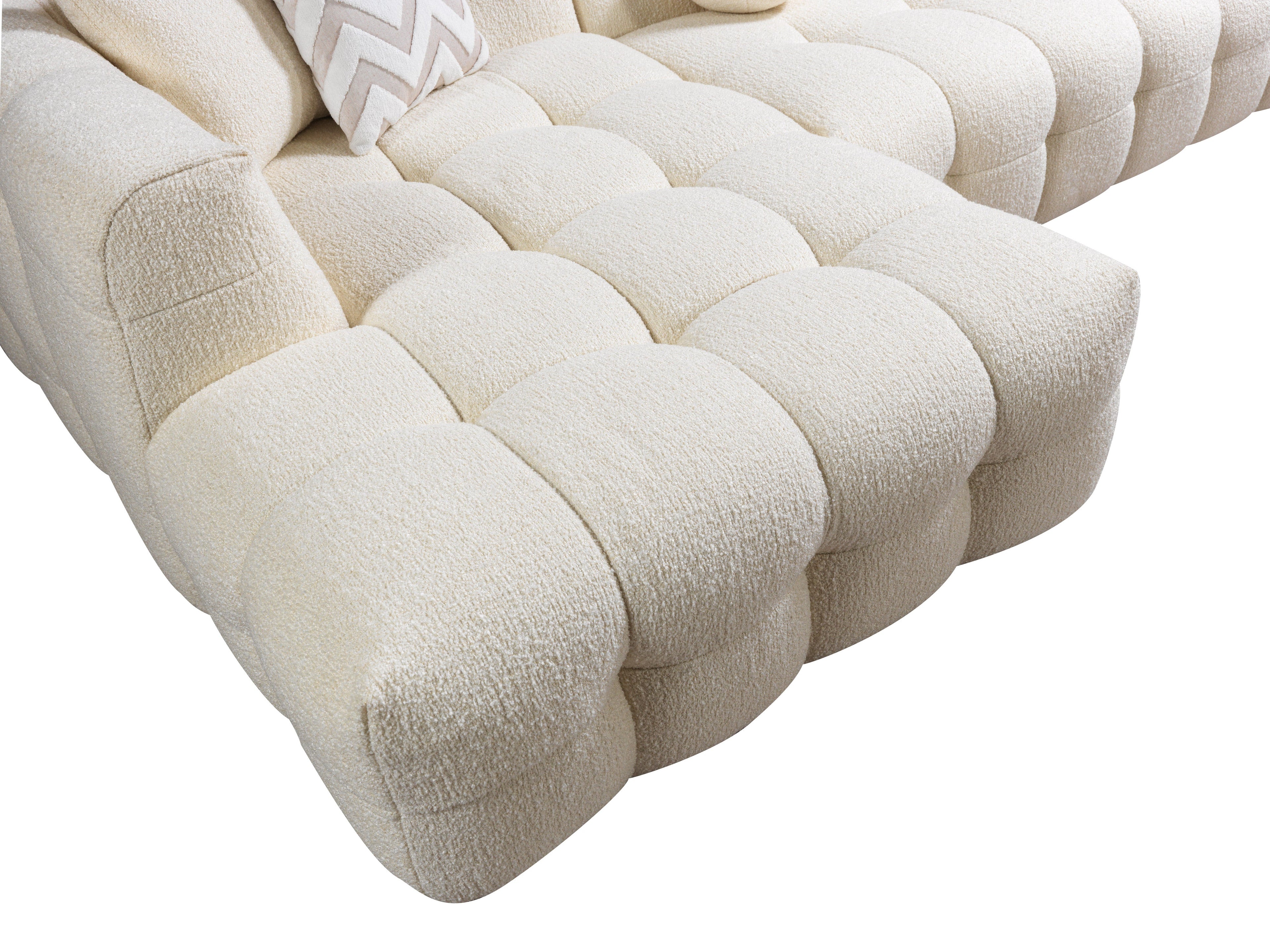 Ivy Ivory Boucle LAF 110" Sectional - IVYIVORY-LSEC