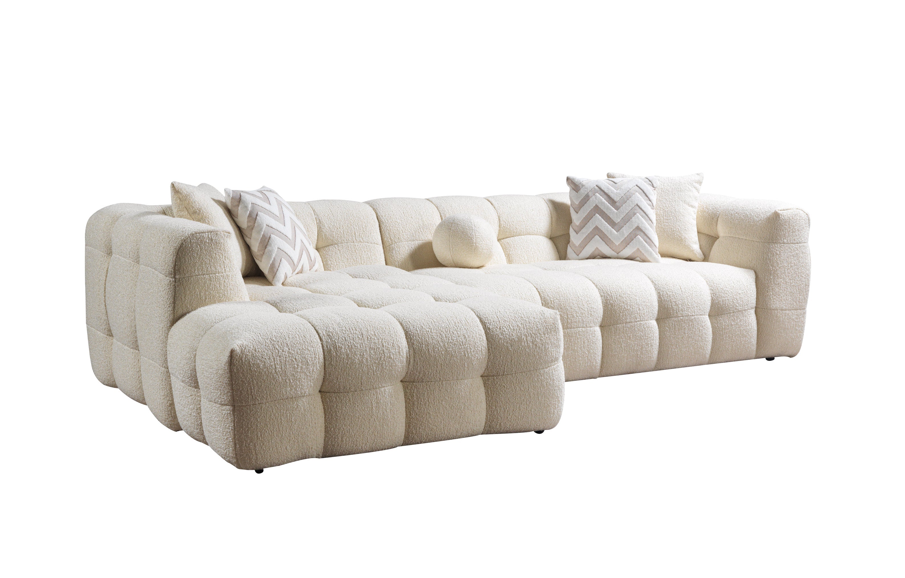 Ivy Ivory Boucle LAF 110" Sectional - IVYIVORY-LSEC