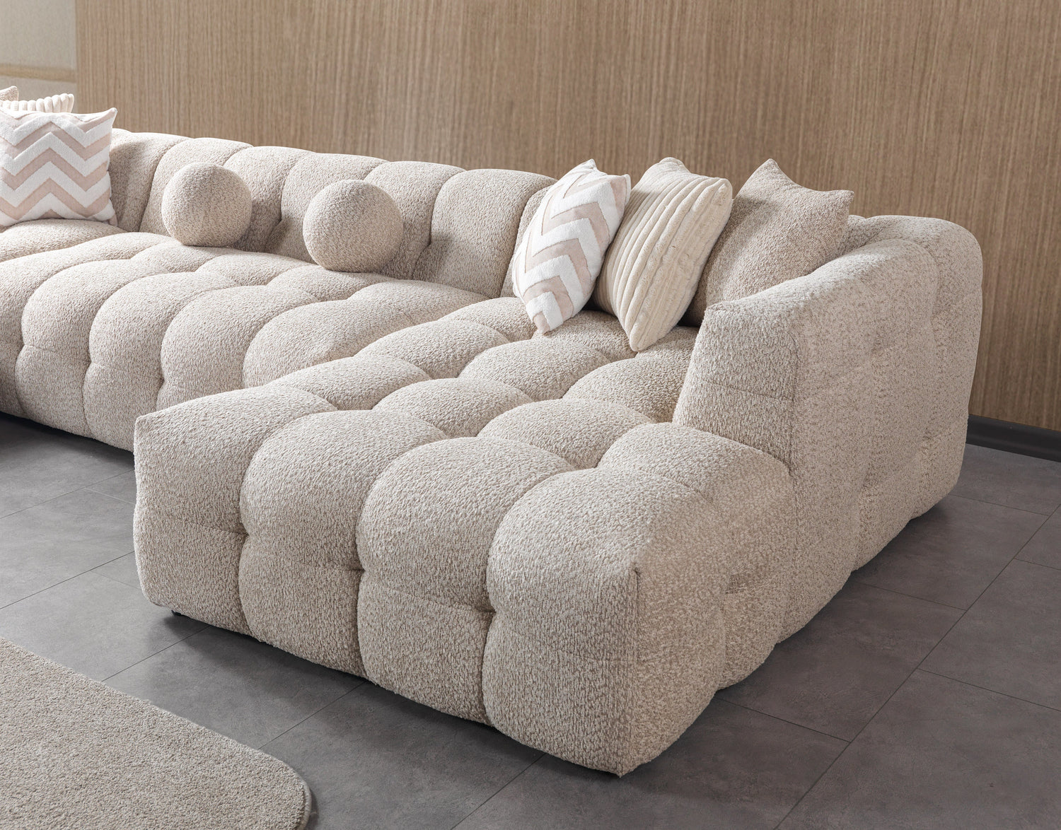 Ivy Sand Boucle Double Chaise 146" Sectional - IVYSAND-USEC