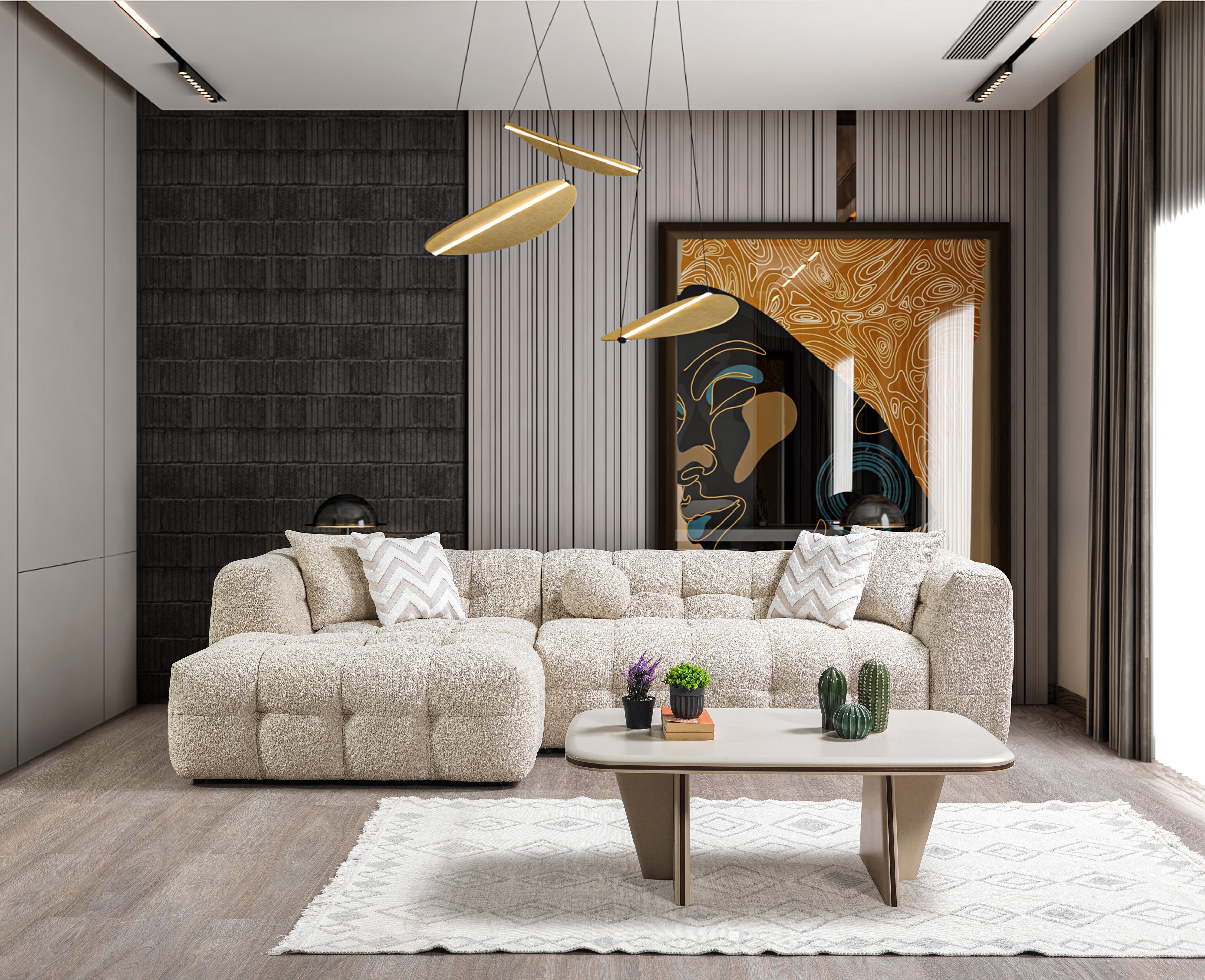 Ivy Sand Boucle LAF 110" Sectional - IVYSAND-LSEC