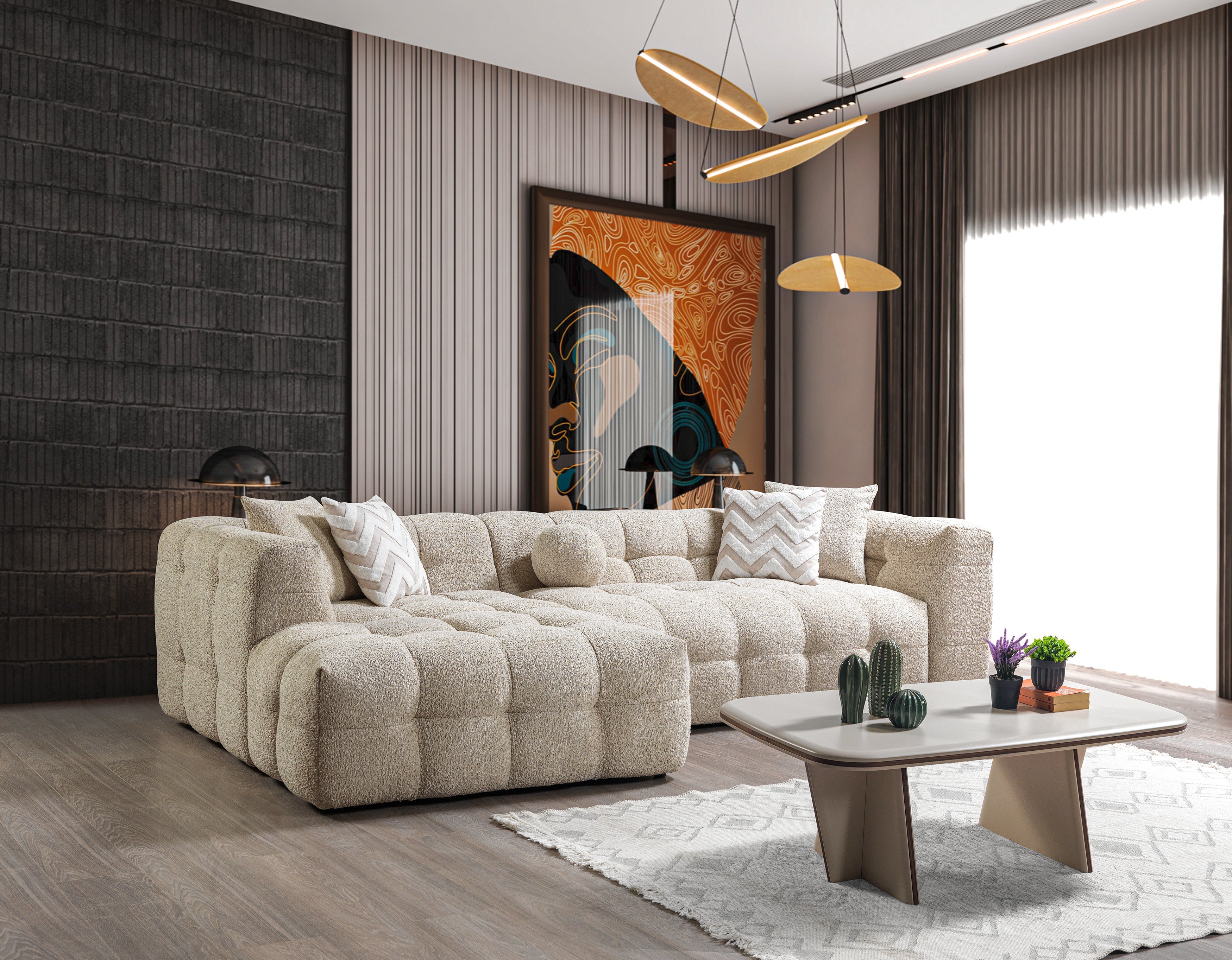 Ivy Sand Boucle LAF 110" Sectional - IVYSAND-LSEC