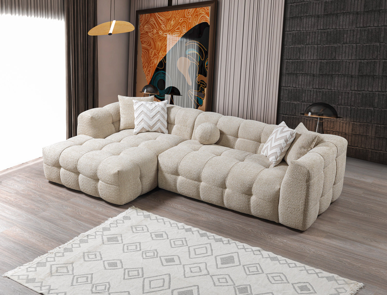Ivy Sand Boucle LAF 110" Sectional - IVYSAND-LSEC
