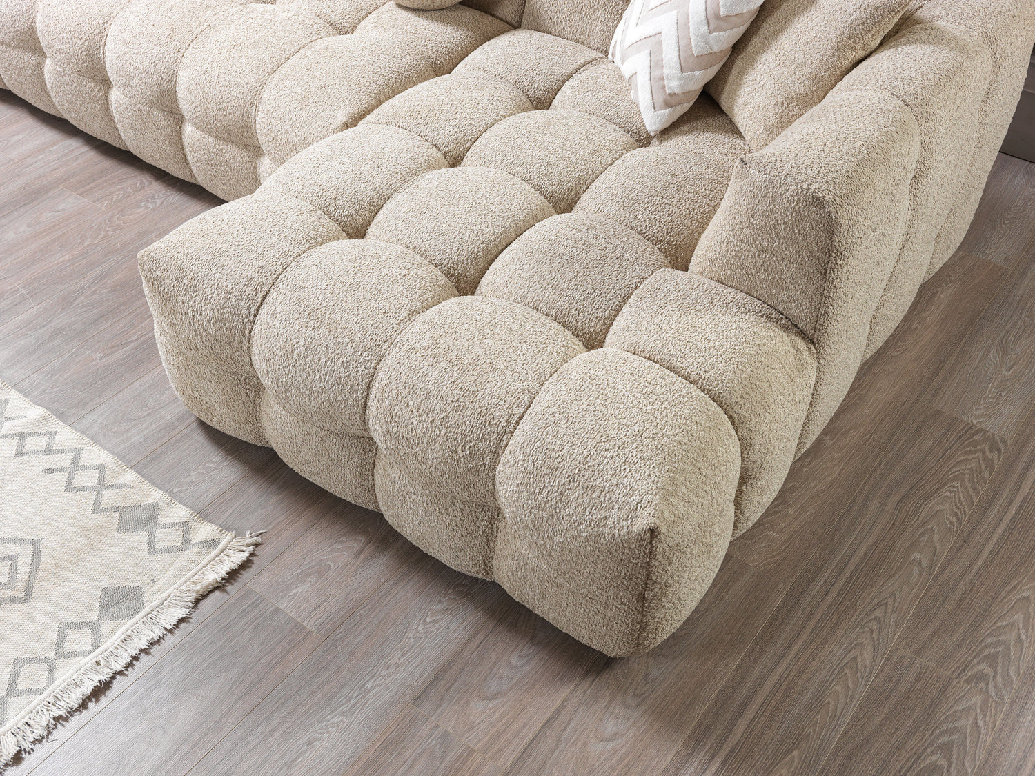 Ivy Sand Boucle RAF 110" Sectional - IVYSAND-RSEC