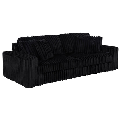 Jacana Corduroy Upholstered Dual Power Chaise Sofa Black - 600537P