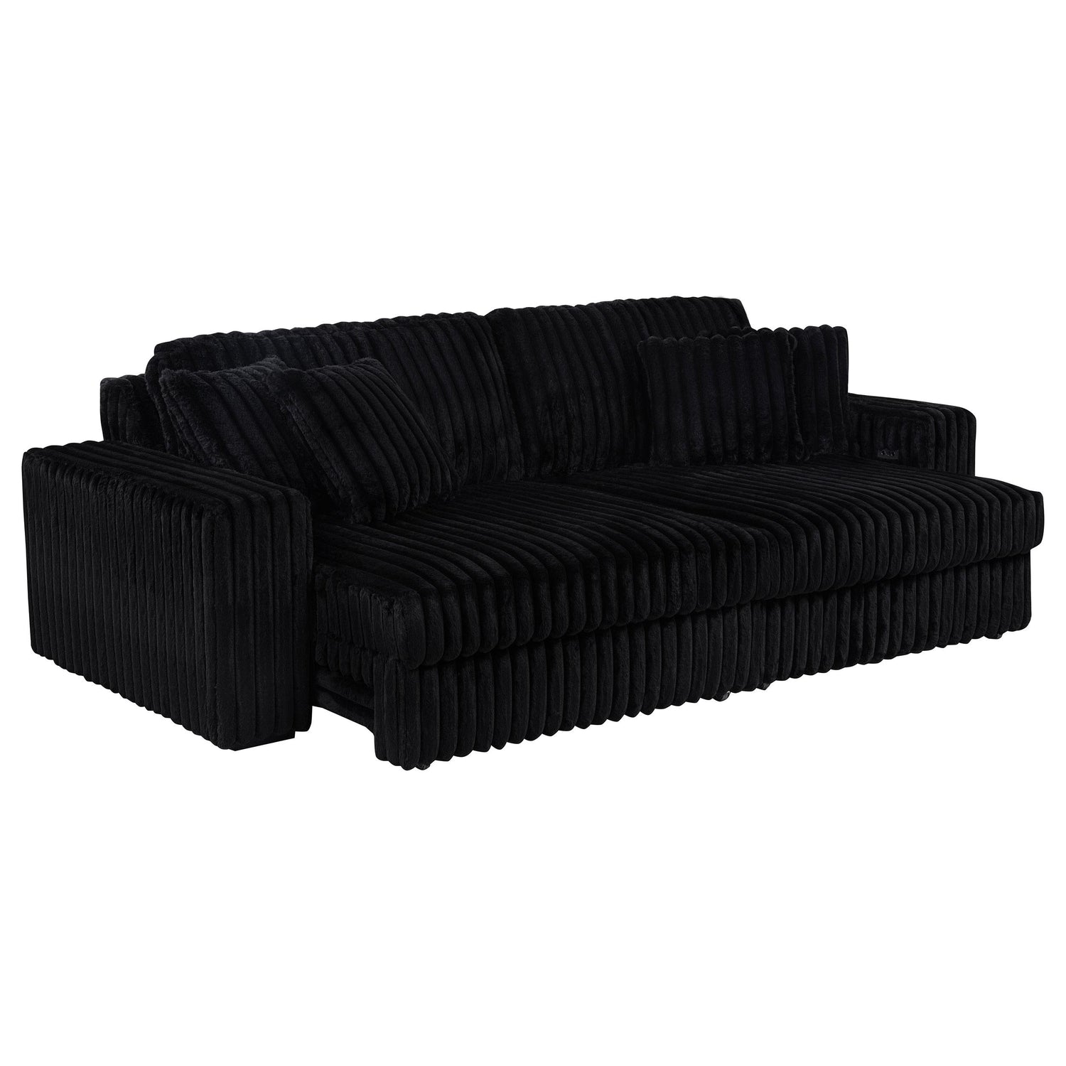 Jacana Corduroy Upholstered Dual Power Chaise Sofa Black - 600537P