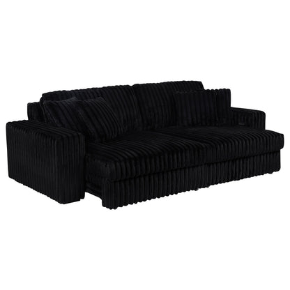 Jacana Corduroy Upholstered Dual Power Chaise Sofa Black - 600537P