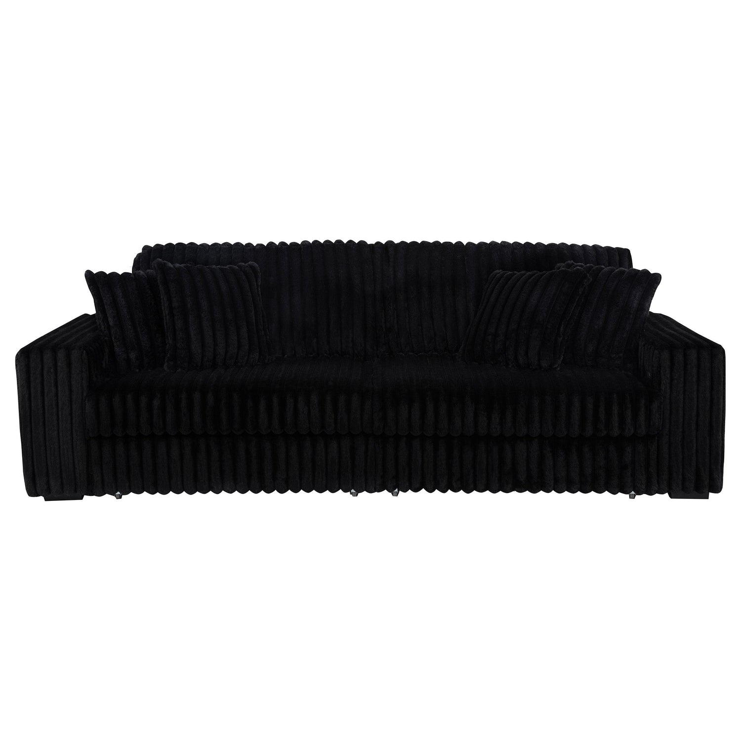 Jacana Corduroy Upholstered Dual Power Chaise Sofa Black - 600537P