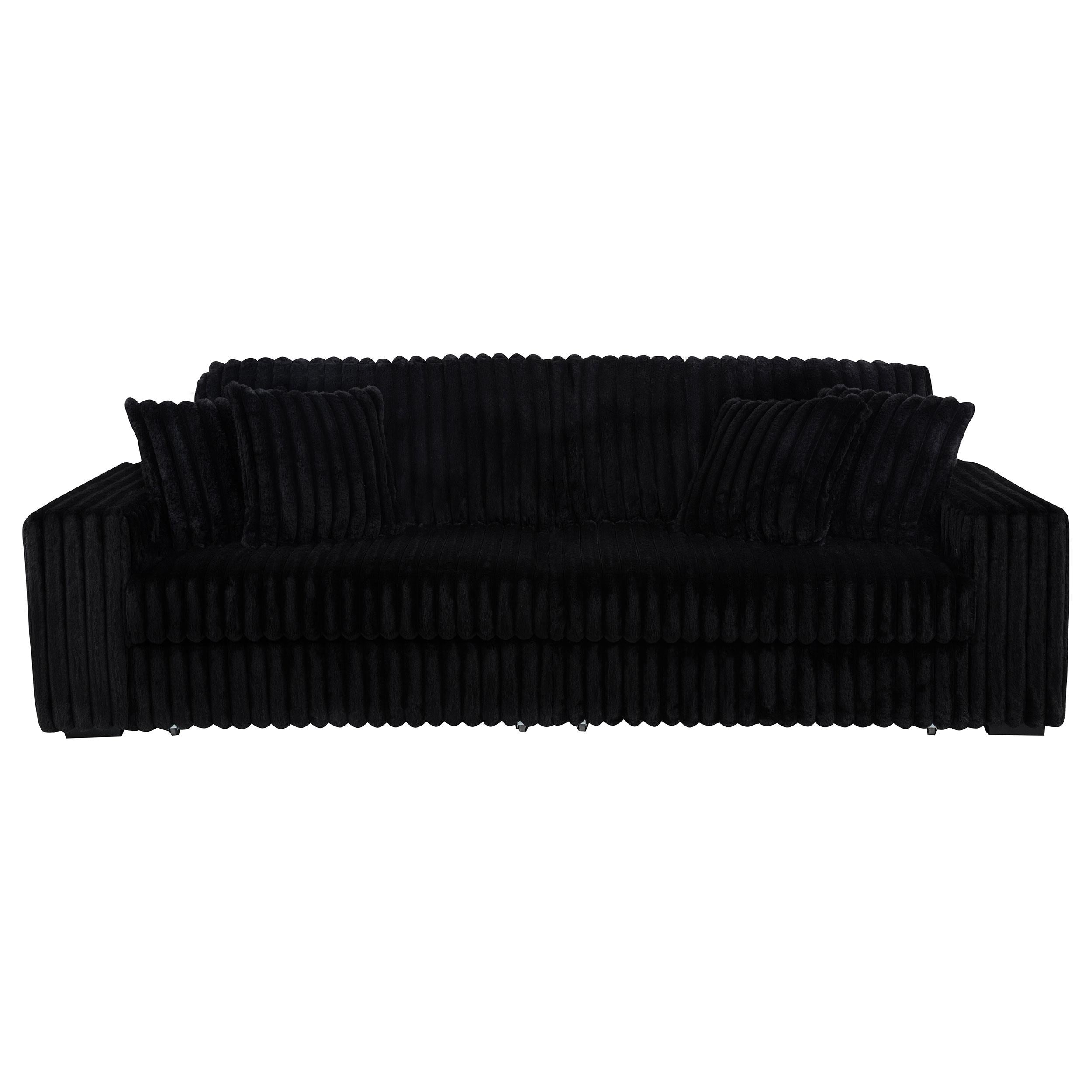 Jacana Corduroy Upholstered Dual Power Chaise Sofa Black - 600537P