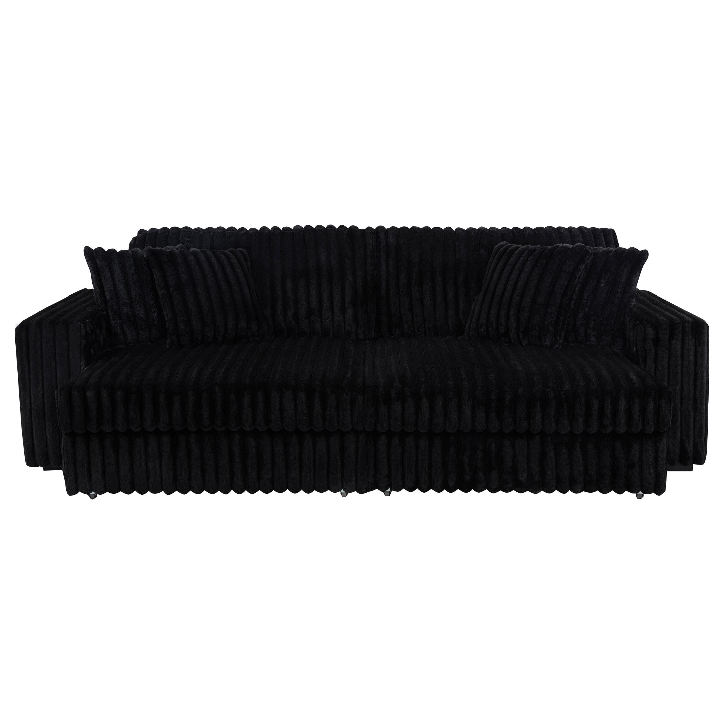 Jacana Corduroy Upholstered Dual Power Chaise Sofa Black - 600537P