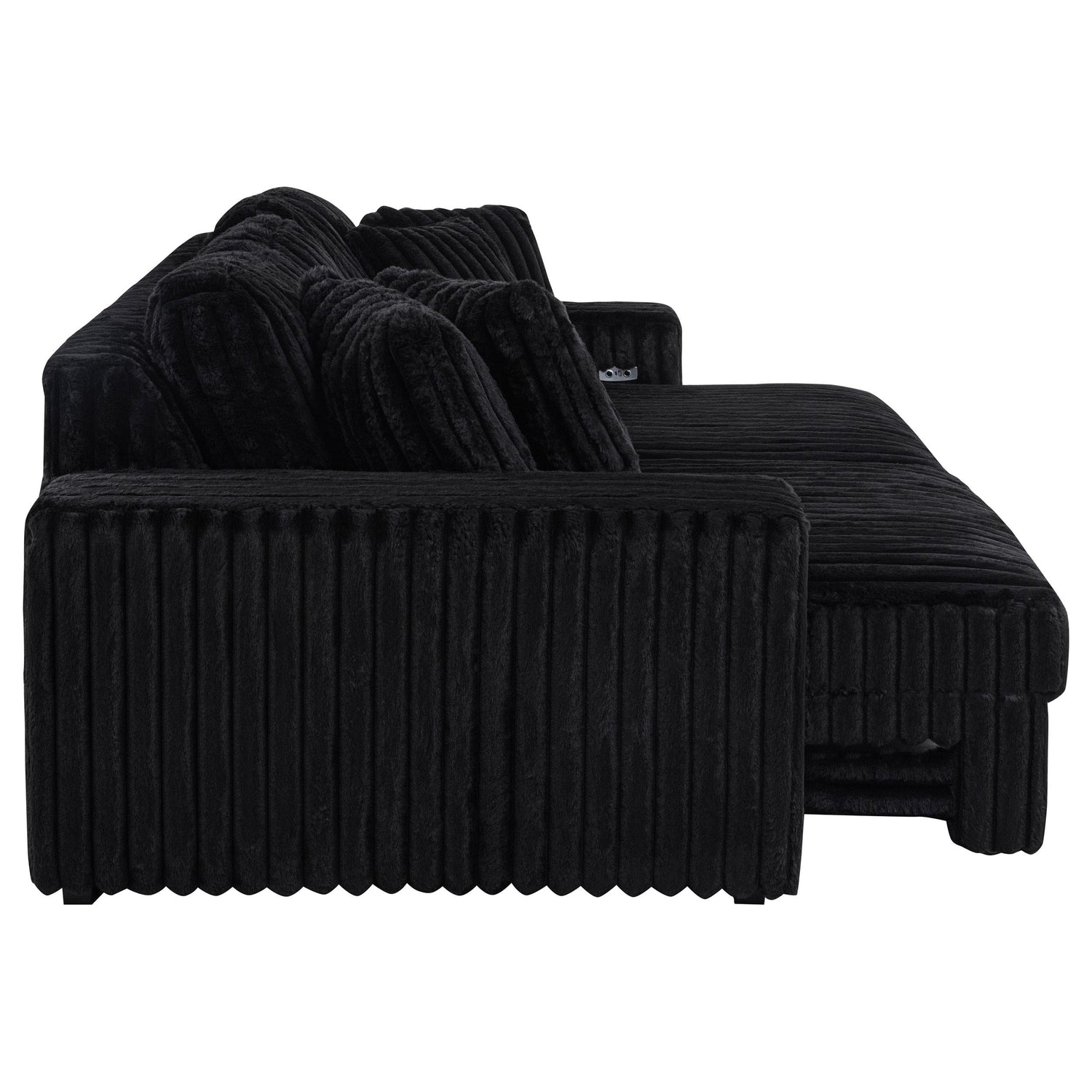 Jacana Corduroy Upholstered Dual Power Chaise Sofa Black - 600537P