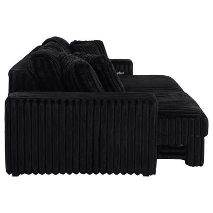 Jacana Corduroy Upholstered Dual Power Chaise Sofa Black - 600537P