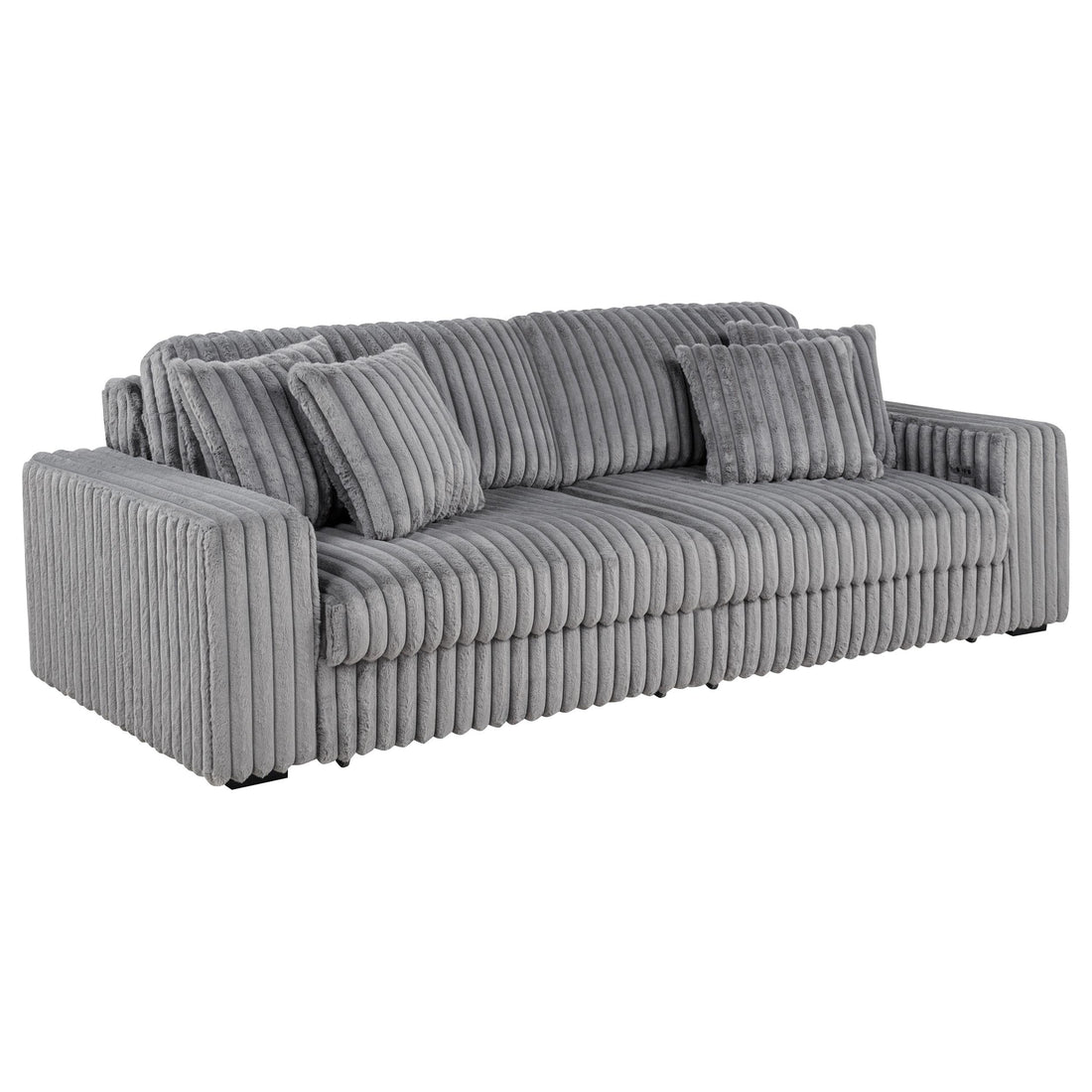 Jacana Corduroy Upholstered Dual Power Chaise Sofa Grey - 600536P
