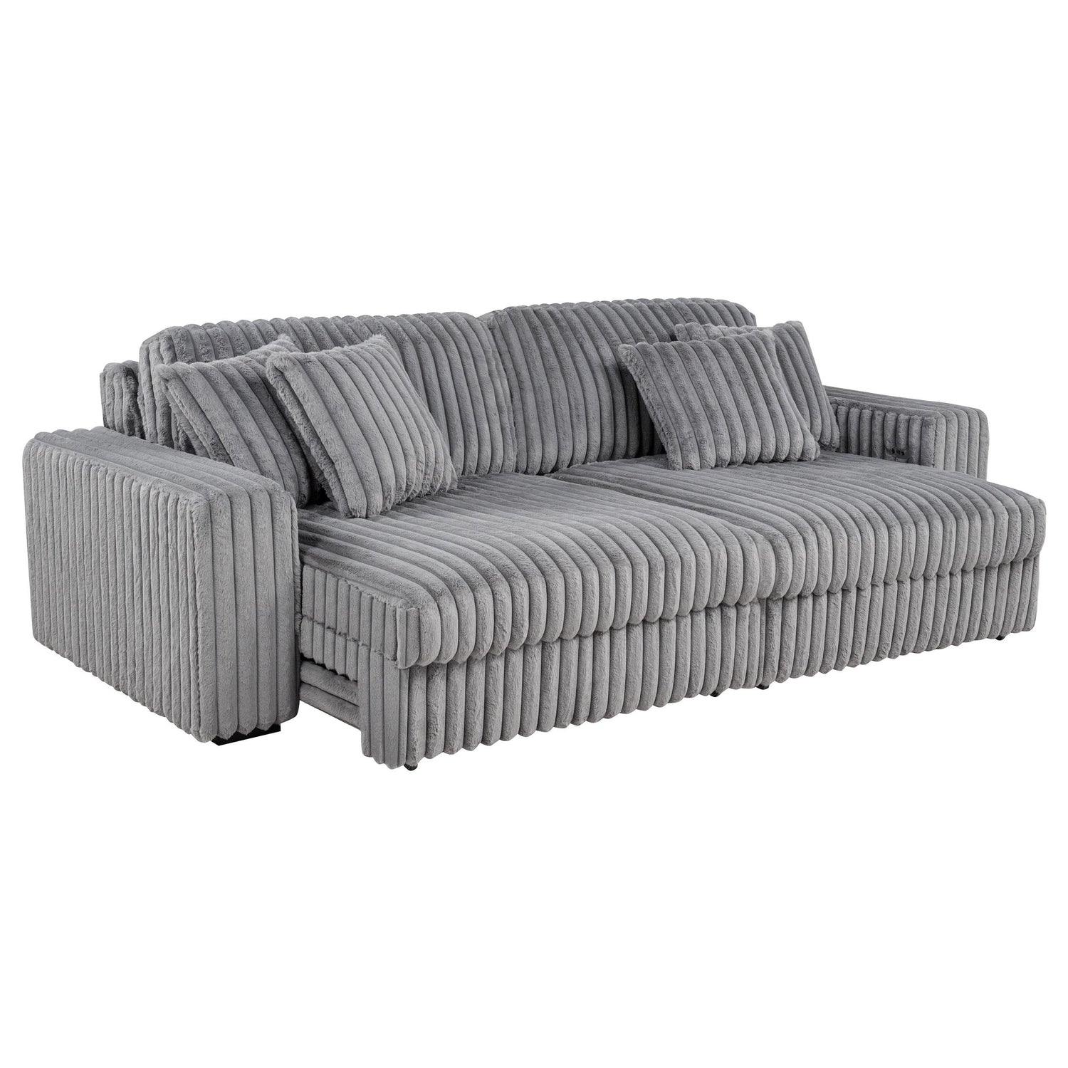 Jacana Corduroy Upholstered Dual Power Chaise Sofa Grey - 600536P