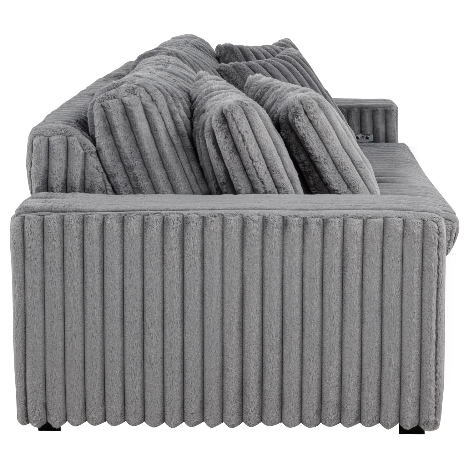 Jacana Corduroy Upholstered Dual Power Chaise Sofa Grey - 600536P