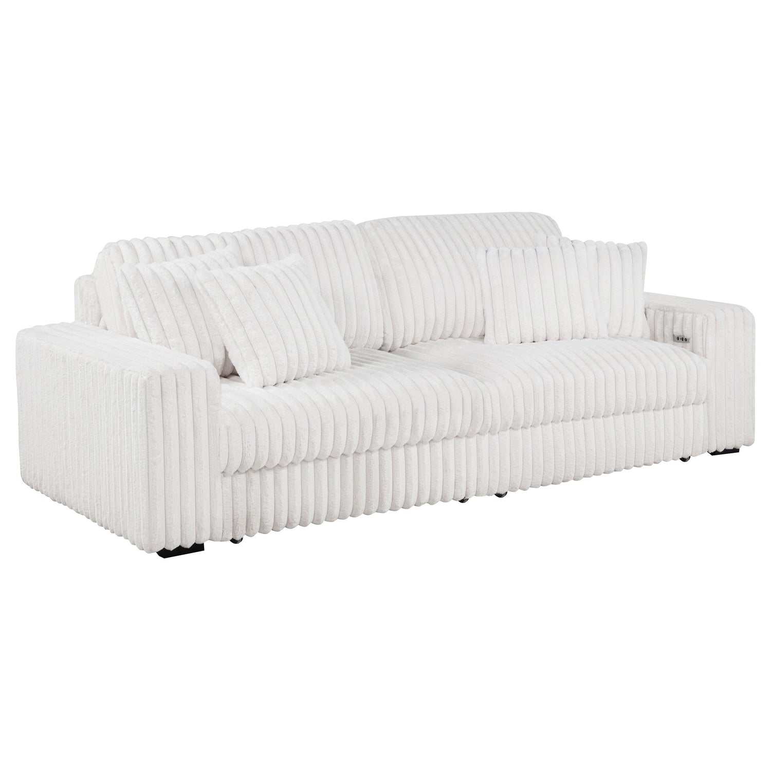 Jacana Corduroy Upholstered Dual Power Chaise Sofa Ivory - 600535P